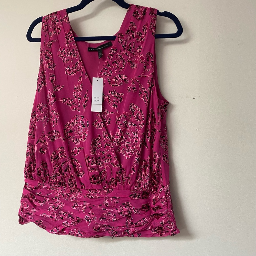 White House Black Market Pink Floral Blouse